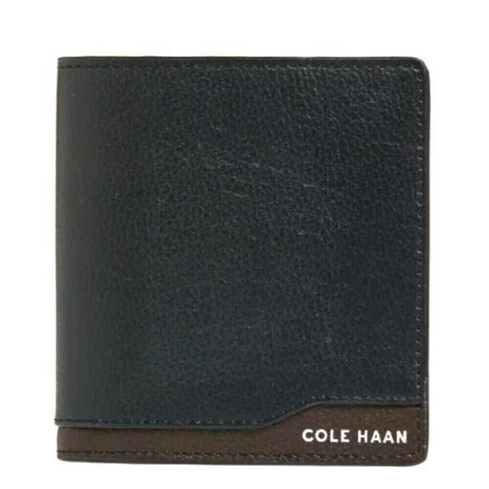 Cole Haan Leather Slim Billfold Wallet Brown Black Mens Classic Gift New in Box